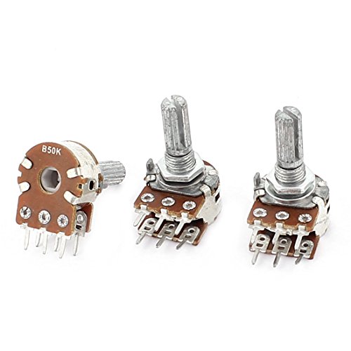 sourcing map 3Stk B50K 50K Ohm 6mm Rändelschraube Schaft Doppel Lineare regelbar Potentiometers de von uxcell