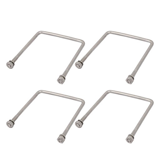 sourcing map 4 Stück Bügelbolzen mit Gewinde M4 x 50 x 70mm Quadratische U Bügel Bügelschraube 304 Edelstahl U-Bolts mit Mutter Bügelschelle für Dachbox Rohr Abschleppen Befestigung von uxcell