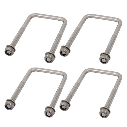 sourcing map 4 Stück Bügelbolzen mit Gewinde M6 x 40 x 80mm Quadratische U Bügel Bügelschraube 304 Edelstahl U-Bolts mit Mutter Unterlegscheibe Bügelschelle für Dachbox Rohr Befestigung von uxcell