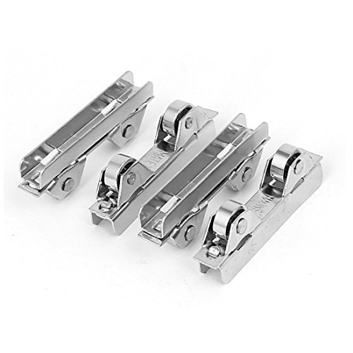 sourcing map 4 Stück Doppel Räder Metall Schiebetür Roller Pulley Silber für 6mm Glas de von uxcell