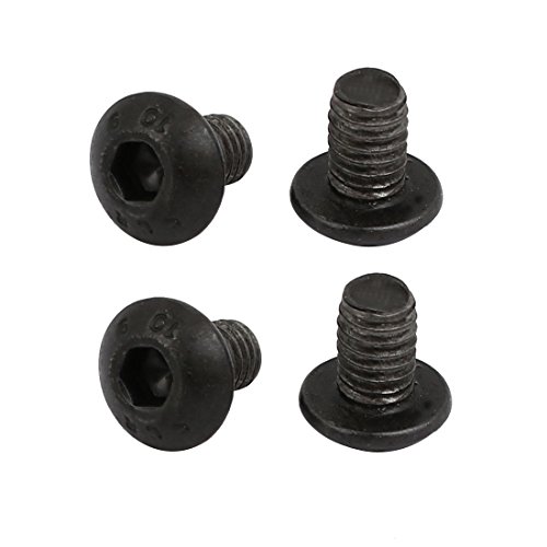 sourcing map 4 Stück Linksgewinde Schraube M4x6mm 10.9 Grad Innensechskant Schwarz von uxcell