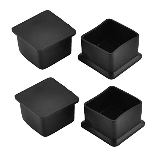 sourcing map 4Stk Stuhlbeinkappen Filzgleiter Möbelgleiter Rohrstopfen Viereck Form Möbel Tisch Fuß Gummickel 40mm x 40mm Schwarz von uxcell