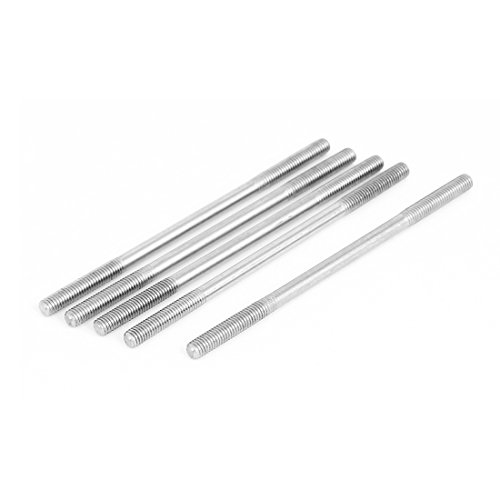 sourcing map 5 Stück Doppelend Gewindebolzen Schraube Silber Ton 28mm Gewindelänge M5x100mm Edelstahl von uxcell