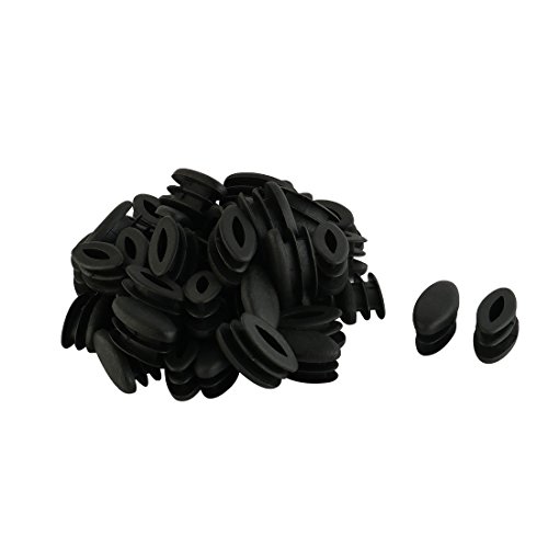 sourcing map 50 PCS Pfostenkappe Lamellenstopfen Kunststoff Tischfüße Oval Design Rohr Rohr Einsatz Endkappe 15mm x 30mm Schwarz von uxcell