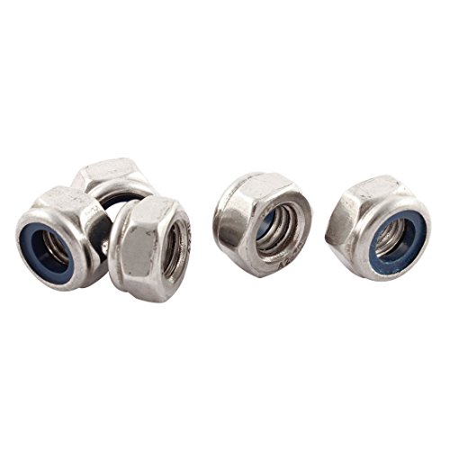 sourcing map 5Stk M10x1,5mm metrisches Edelstahl Anti-lose Nyloneinsatz Verschluss Sechakant Mutter de von uxcell