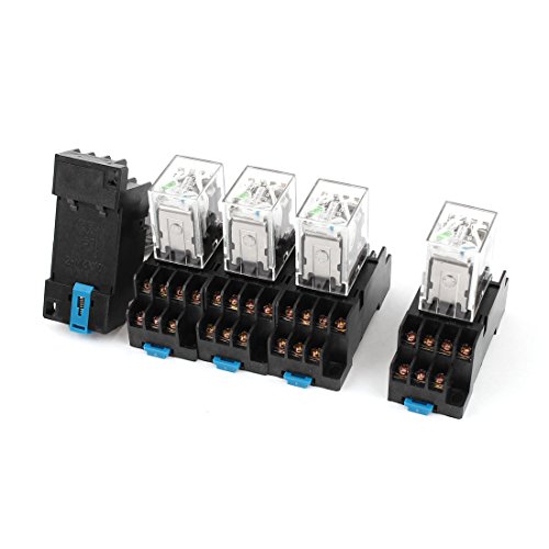 sourcing map 5Stück DC 24V Coil grün Licht 4PDT 14Pins Power Relay + Sockel de von uxcell