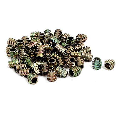 sourcing map 60stk M5x10mm Innensechskant Gewindeeinsatz Muttern Bronze Ton für Holz Möbel DE de von uxcell