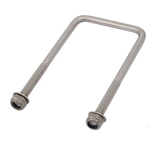 sourcing map 1 Stück Bügelschraube M6 x 50 x 100mm Quadratische Bügelbolzen mit Gewinde 304 Edelstahl U-Bolts mit Mutter Unterlegscheibe U-Bolzen für Dachbox Rohr Befestigung von uxcell