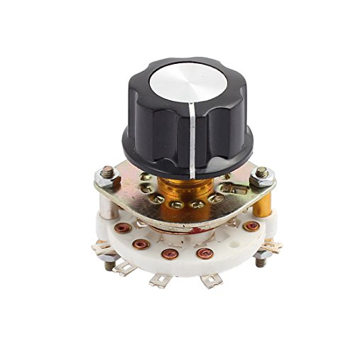 sourcing map KCX, 2 Polig 4 Position 6 mm Durchm. Welle Band Kanal Schalter mit Kappe von uxcell