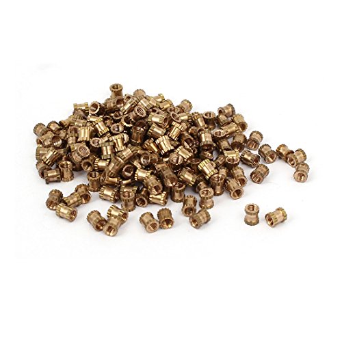 sourcing map M2.5 x 4mm 3.5mm OD Messing Gewindeeinsatz Eingebettete Rändelmutter 200 Stück von uxcell