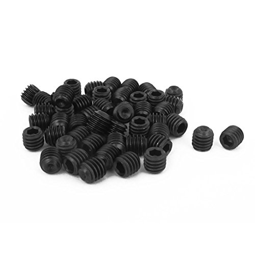 sourcing map M6 x 6 mm, 1 mm Steigung Innensechskantschlüssel Set Becher Nummer Madenschrauben, Schwarz, 50 Stück de von uxcell