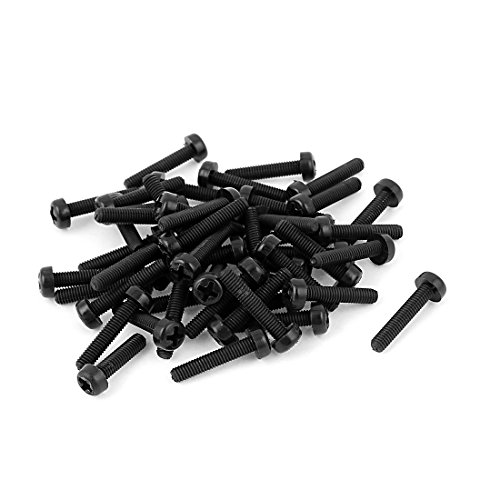 sourcing map Phillips M3 x 15 mm Flachkopfschraube aus Plastik, Schwarz, 50 Stück de von uxcell