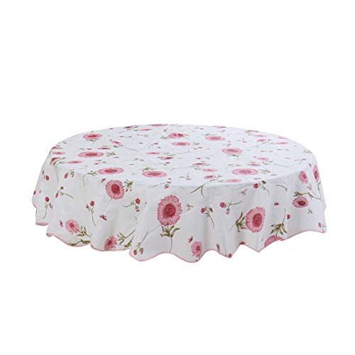 sourcing map Tischdecke Tischtuch Tischwäsche abwaschbar rund frühling wasserdicht, öldicht, schmutzabweisend Blumenmuster Rosa Sonnenblume Rund 180cm von sourcing map
