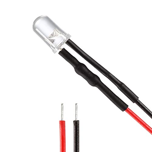 uxcell 10 Stück 5 mm vorverdrahtete LED, rote DC3–5 V klare Linse, Leuchtdioden von uxcell