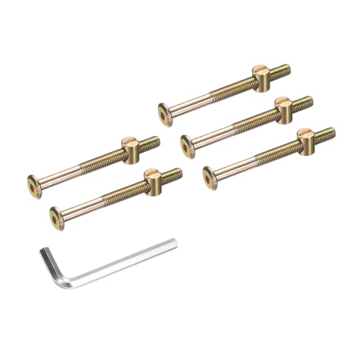 uxcell Bettrahmenschrauben, M8 x 90 mm, Innensechskantschrauben mit Zylindermuttern, Hardware-Ersatz-Set und M5-Sechskantschlüssel für Möbel, Betten, Stühle, 5 Stück von uxcell
