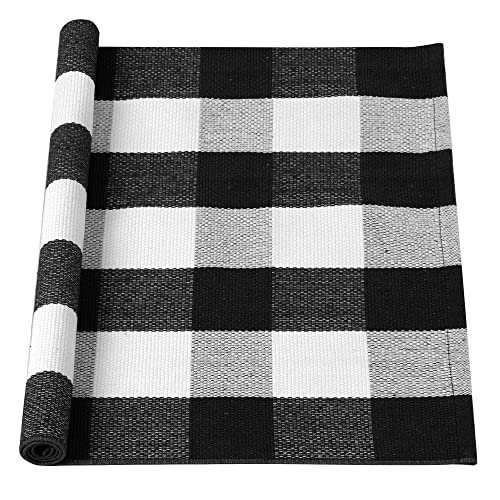 uxcell Buffalo karierter Teppich, kariert, Outdoor-Teppich, geschichtete Fußmatte, Baumwolle, Gingham-Teppiche, 109.2x71.1 cm, Schwarz und Weiß uxcell Buffalo karierter Teppich, kariert, Outdoor-Teppich, geschichtete Fußmatte, Baumwolle, Gingham-Teppiche, 109.2x71.1 cm, Schwarz und Weiß von uxcell