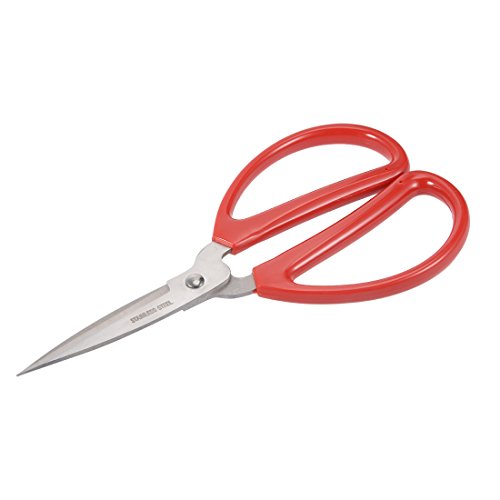 uxcell Edelstahl Schere, weiche bequemer Tragegriff, a18020700ux0215, Red, Silver Tone, 7.7 Inch von uxcell