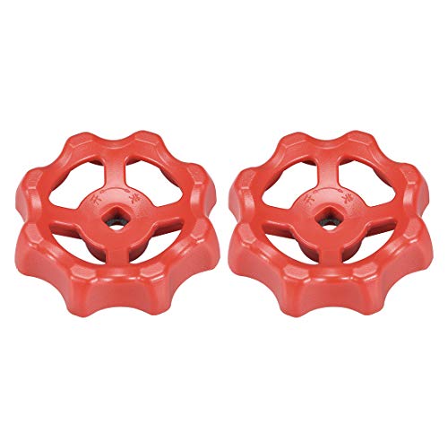 uxcell Kunststoff-Außenhahn mit rundem Radgriff, quadratischer Broach 8 x 8 mm, Rad OD 74 mm, ABS, rot, 2 Stück von uxcell