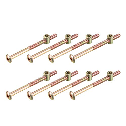 uxcell M6 x 85 mm Möbelschrauben-Set, Innensechskant, 48 mm Gewindelänge mit Zylindermuttern für Betten, Kopfteile, Stühle, 8 Sets von uxcell