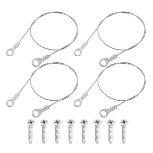 uxcell Schlüsselband mit Kabelösen, 30 x 1,5 mm, 304 Edelstahl, Drahtseil, Schlüsselband mit selbstschneidenden Schrauben zum Verbinden von Möbeln, Lampen, 4 Stück von uxcell