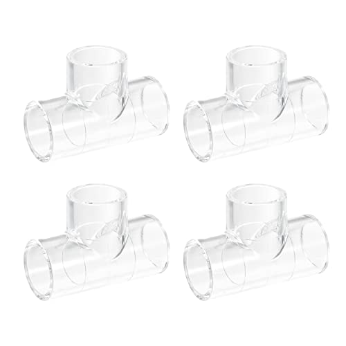 uxcell Transparente Winkelverschraubung, 20 mm, 3-Wege-Acryl-Winkel, T-förmige Rohrverschraubung, Adapter zum Anschluss von Wasserleitungen, 4 Stück von uxcell