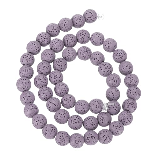 uxcell Violette Vulkanstein-Perlen, 8 mm, Diffusorstein für ätherisches Öl, lose runde Perlen für selbstgemachte Schmuckarmbänder (1 Strang, 51 Stück) von uxcell