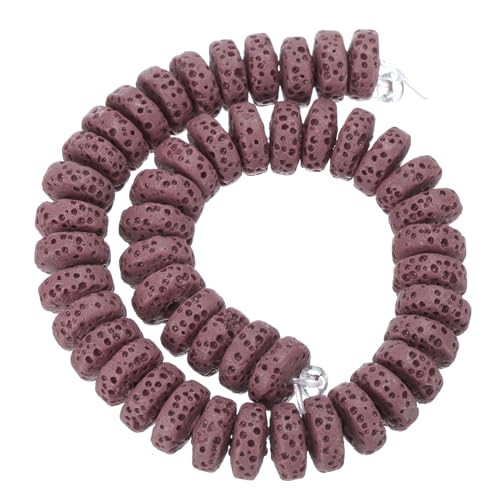 uxcell Vulkansteinperlen, 10 x 4 mm, Diffusorstein für ätherische Öle, lose flache runde Perlen für selbstgemachte Schmuckarmbänder (1 Strang, 45 Stück) von uxcell