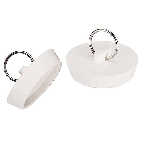 uxcell Waschbeckenstöpsel aus Gummi, weiß, passend für 44–46 mm, mit Ring zum Aufhängen für Badewanne, Küche und Badezimmer, 2 Stück von uxcell
