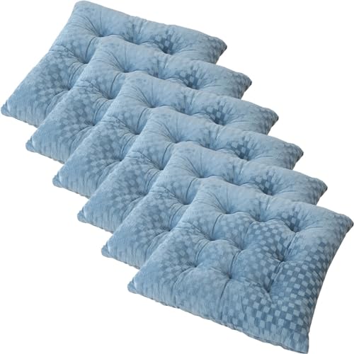 1/2/4/6er Set Stuhlkissen 40 x 40/45 x 45cm Sitzkissen mit Bändern, stuhlauflagen gartenstuhl,sitzpolster Küche oder Esszimmer Indoor u. Outdoor (Color : D, Size : 45x45cm/6pcs) von uyeoco