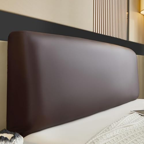 150/160/180cm Bett Kopfteil Bezug - Wasserdicht PU-Leder Weicher Stretch Bed Headboard Cover, Staubdicht Waschbar Bettkopfteil Husse Kopfteilbezug überzug(Coffee Color,150-160cm) von uyeoco