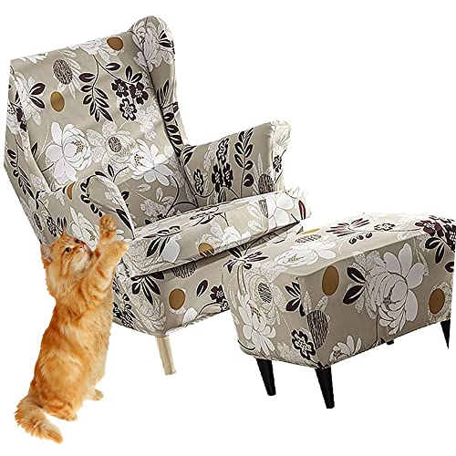 3 Teilig Ohrensessel Überzug Mit Ottomane Schonbezug Tiger Stuhlbezug Mit Armlehne Ohrensessel Schonbezüge Stretch Sessel Überwürfe Ohrensesselbezüge Bezug Sesselhusse Tiger Stuhlbezug ( Color : #48 ) von uyeoco
