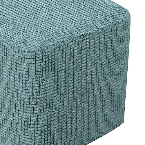 Ottomane Schonbezug Hockerbezug Elastisch Hockerbezug Fußhocker Rund/Quadratisch 40x40/50x50CM Ottoman Cover Hocker Hussen Für Fußhocker Ottomane Abdeckung Hocker Protector Hockerabdeckung (Color : S von uyeoco