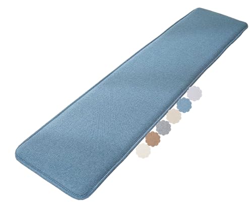 Sitzbankkissen Outdoor & Indoor – 120/130/160/180 x 30/35/40/50 cm – rutschfeste Sitzauflage für Gartenbank, Terrasse, Erkerbank, Schaukel oder Veranda (2-3 Sitzer)(Blau,35x200cm) von uyeoco