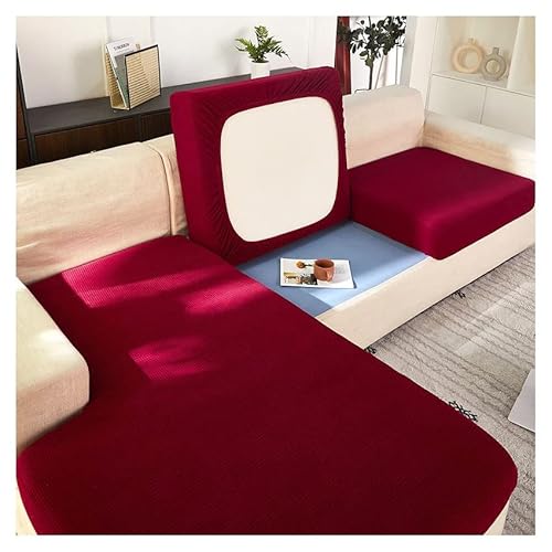 Sofa Sitzkissenbezug Stretch 4/3/2/1 Sitzer/L Form Samt Sofabezug Braun/Schwarz/Rot/Groß Elastische Couch Kissenbezüge Husse Überzug Bezug Für Sofa Sitzkissen ( Color : #4 , Size : 1 seat (50-63cm) ) von uyeoco