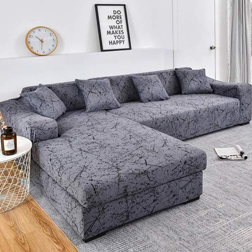 Couchbezug L Form 1/2/3/4 Sitzer,（L-förmiges Ecksofa Sofabezug sollte Zwei kaufen）L-förmiges Ecksofa mit elastischem elastische Stretch Sofa Überwürfe (Color : A, Size : 3-Sitzer (190-230 cm)) von uyeoco