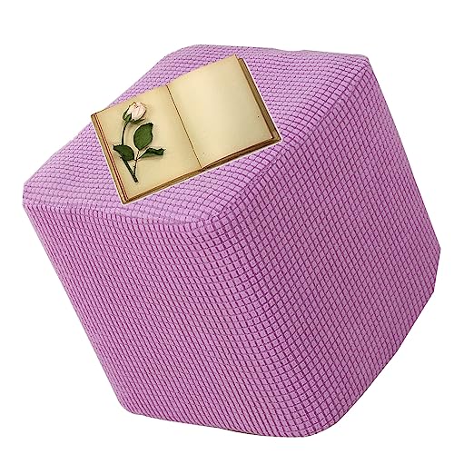 Stretch Hockerbezug Quadratisch 45x45/40x40CM Ottomane Schonbezug Fußhocker Sitzhocker Jacquard Bezug Ottomane Gray Luxuriöser Abdeckung Überzug Hocker Protector Waschbar Hockerabdeckung (Color : M, von uyeoco