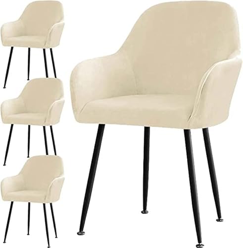 Stretch Samt Stuhlbezug Stuhlhusse Stuhl Abdeckung Mit Armlehne 1/2/4er Set Stuhlüberzug Esszimmer Stuhlbezug Hochzeit Stretch Schonbezug Für Esszimmer Küche Wohnzimmer ( Color : J , Size : 4pcs ) von uyeoco