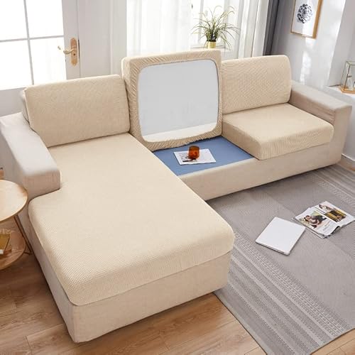 Stretch-Sofabezüge Stretch Sofa Sitzkissenbezug Samt-Sesselbezug All-Inclusive L-Form Chaiselongue-Schonbezug Hund Katze Möbelschutz for 1/2/3/4-Sitzer ( Color : #8 , Size : 4 seats - X (165-200cm) ) von uyeoco