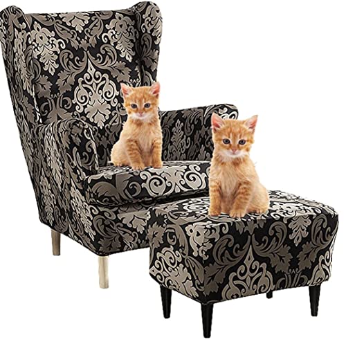 uyeoco 3 Teilig Ohrensessel Überzug Ohrensessel Schonbezüge Sessel-Überwürfe Bezug Sesselhusse Elastisch Stretch Tiger Stuhlbezug Mit Armlehne Hohe Rückenlehne Universal Hockerbezug (Color : #38) von uyeoco