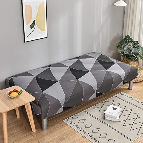 uyeoco Couch Uberzug Ohne Armlehnen 3/2/1 Sitzer Sofabezug Armlose Sofabezüge Grau Hellgrau Stretch Futon Sofahusse Protector Spandex Armless Schlafsofa-Bezüge (Color : K, Size : 160-185cm/63-72.8in) von uyeoco