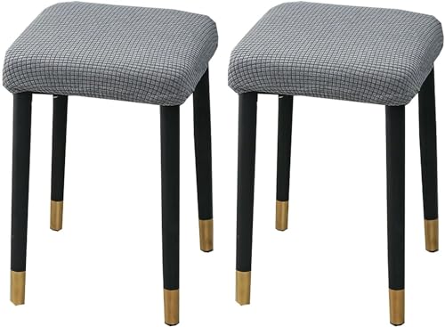 uyeoco Hockerbezug rechteckig Samt Jacquard Husse Überzug Bezug für Ottomane Fußbank Stretch bezug hocker Bezug für Ottomane (Color : Dark Grey, Size : Set of 2) von uyeoco