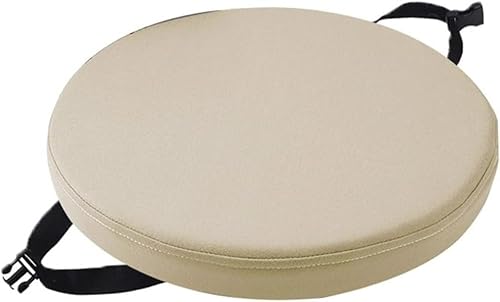 uyeoco Rundes Stuhlkissen,30X30Cm/35X35Cm/40X40Cm/45X45cm/50X50cm, Thickness 3/5/8cm Waschbare Removable Sitzkissen, rutschfeste Runde Stuhlpolster mit elastischen Bändern Schnallen(Beige,40x40x3cm) von uyeoco