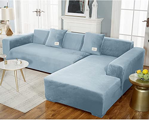 uyeoco Samt Sofabezug L-Form Couchbezug Weich 1 Stück Elastische Lounge-Sessel Sofahusse waschbare Katzen Hunden Möbelschutz ( Color : K , Size : 235-300cm ) von uyeoco