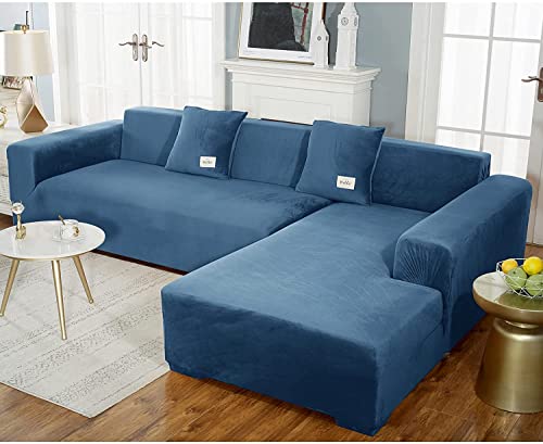 uyeoco Samt Sofabezug L-Form Couchbezug Weich 1 Stück Elastische Lounge-Sessel Sofahusse waschbare Katzen Hunden Möbelschutz ( Color : L , Size : 145-185cm ) von uyeoco