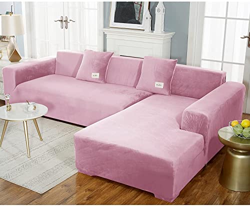 uyeoco Samt Sofabezug L-Form Couchbezug Weich 1 Stück Elastische Lounge-Sessel Sofahusse waschbare Katzen Hunden Möbelschutz ( Color : P , Size : 235-300cm ) von uyeoco