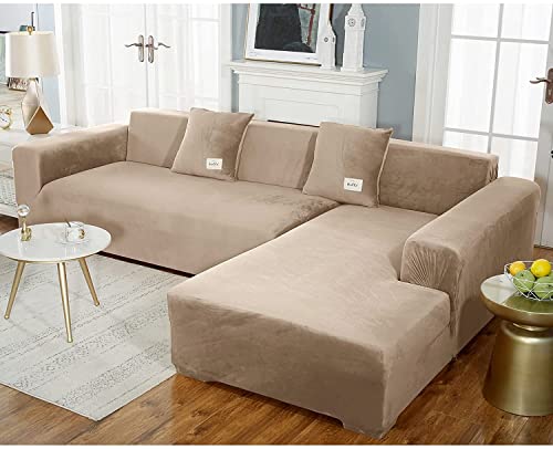 uyeoco Samt Sofabezug L-Form Couchbezug Weich 1 Stück Elastische Lounge-Sessel Sofahusse waschbare Katzen Hunden Möbelschutz (Color : G, Size : 145-185cm) von uyeoco