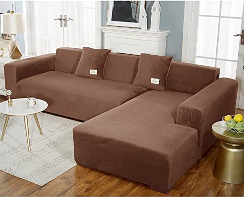 uyeoco Samt Sofabezug L-Form Couchbezug Weich 1 Stück Elastische Lounge-Sessel Sofahusse waschbare Katzen Hunden Möbelschutz ( Color : I , Size : 145-185cm ) von uyeoco