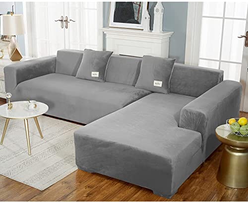 uyeoco Samt Sofabezug L-Form Couchbezug Weich 1 Stück Elastische Lounge-Sessel Sofahusse waschbare Katzen Hunden Möbelschutz ( Color : J , Size : 190-230cm ) von uyeoco