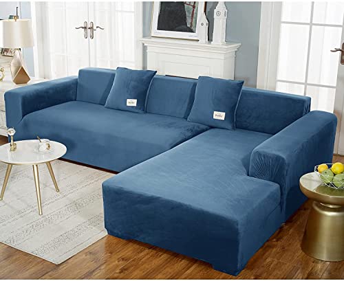 uyeoco Samt Sofabezug L-Form Couchbezug Weich 1 Stück Elastische Lounge-Sessel Sofahusse waschbare Katzen Hunden Möbelschutz (Color : L, Size : 190-230cm) von uyeoco