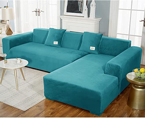 uyeoco Samt Sofabezug L-Form Couchbezug Weich 1 Stück Elastische Lounge-Sessel Sofahusse waschbare Katzen Hunden Möbelschutz ( Color : M , Size : 190-230cm ) von uyeoco